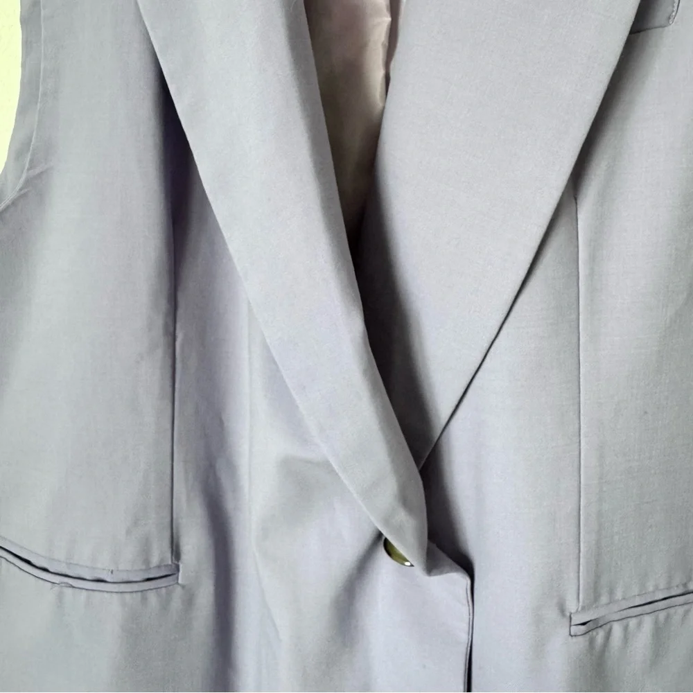Karen Millen Wool Blend Asymmetric Sleeveless Jacket Vest Size 12 Lavender - Picture 10 of 16